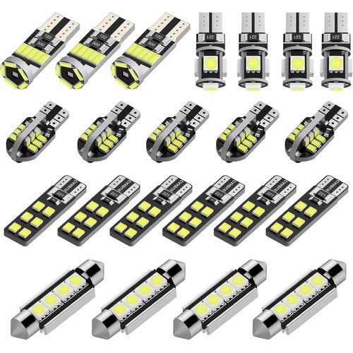 Lot De 22 Ampoules Led Smd Sans Erreur De Rechange Pour Voiture, Pour L'intérieur, La Plaque D'immatriculation, Navette C5 W T10 168 194 2825 Xénon, Blanc[Auto5132394]