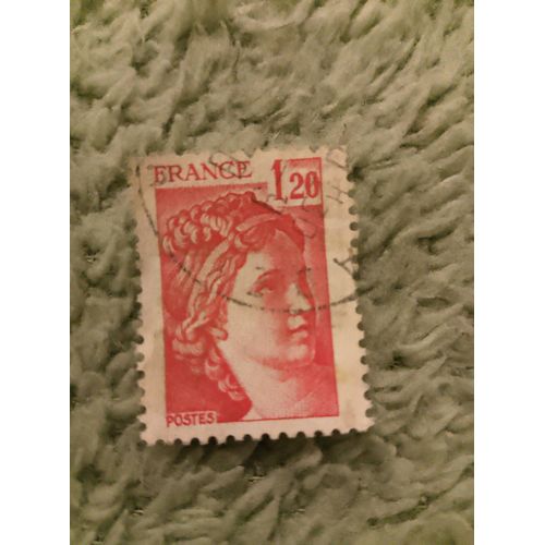 Timbre Oblitéré France 1,20 Marianne Rouge.