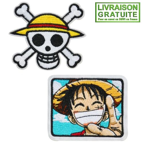 Lot De 2 Patchs Écussons Manga One Piece Luffy Anime (Réf 1) - Thermocollants