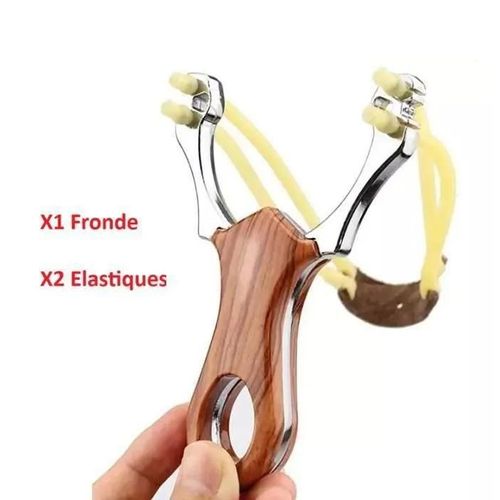 Lance-Pierre - Slingshot - Adulte - Très Puissant - Compact - Marron & Argent