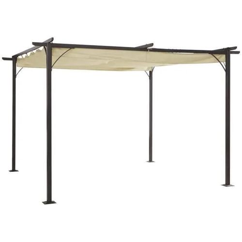 Pergola - Grande - 3.5m X 3.5m - Métal Epoxy Anticorrosion - Toile Polyester 180 G/M² - Rétractable
