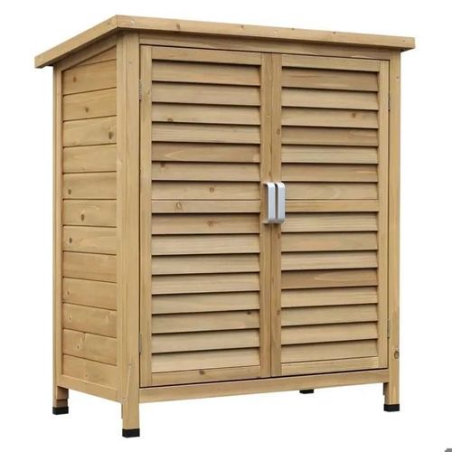 Armoire Abri De Jardin - Remise Outils - Toit Bitumé - 87l X 46l X 96h Cm - 2 Portes Persiennes