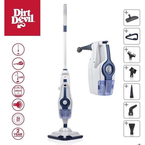 Nettoyeur Vapeur - Dirt Devil - 2 en 1 - 1400-1600W - Réservoir 280ml - 5 embouts inclus