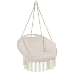 Fauteuil Suspendu Relax En Coton + Coussin - Design De Jardin Confortable Et Cosy Beige