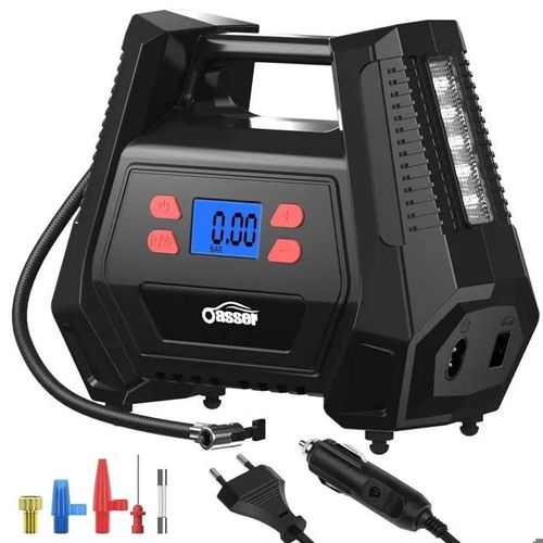 Compresseur Voiture AC/DC Double Alimentation 220V - Maison ou Allume-Cigare 12V 150PSI Gonfleur Pneus pour Voitures/Motos/Vélos