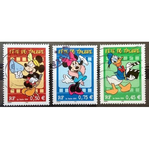 Série Fête Du Timbre 2004 - N° 3641 Mickey + 3642 Donald + 3643 Minnie Obl - Cote 3,50€ - France Année 2004 - Brn83 - N31935