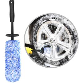 Brosse Jantes Voiture, 40 Cm Brosse De Nettoyage En Microfibre Pour Jante Sans Partie Métallique, Brosse De Roue De Voiture Pour Nettoyage Efficacement Jantes De Voiture Sans Créer De Rayure (Bleu)