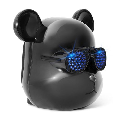 Hamiltion-Bear-Sound-Baffle,Enceinte Sur Batterie Rechargeable En Forme De Tête D¿Ours Avec Led Dans Les Lunettes-Bluetooth,Usb,Micro-Sd,Aux-Tws-Design,Moderne,Fun