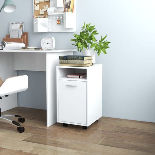 Vidaxl Armoire Lat¿¿Rale Avec Roues Blanc 33x38x60 Cm Agglom¿¿R¿¿