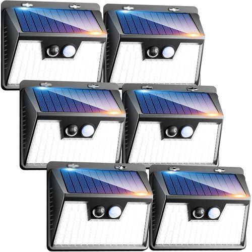 Hamiltion-Lampe Solaire Extérieur, [Lot De 6] 140 Led Lumière Solaire Exterieur, Ip65 Étanche 3 Modes Éclairage Extérieur Solaire, Lampe Solaire Avec Détecteur De Mouvement Pour Jardin Carport Terras
