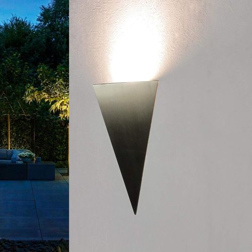 Hamiltion-Applique Murale En Acier Inoxydable Argenté Ip44 Terrasse De Jardin H : 22 Cm Led 4,5 Watts Blanc Chaud Applique D'extérieur Design Antirouille