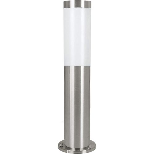 Hamiltion-Lampadaire Helsinki, Borne Lumineuse Pour Jardin Et Chemin, Potelet Éclairage Extérieur En Acier Inox Et Plastique, Lampe Sur Pied En Aspect Argenté Et Blanc, Douille E27, Ip44