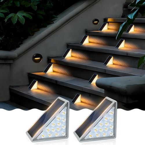 Hamiltion-2 Pcs Lampes Solaires D'extérieur, Eclairage Led Etanche, Détection Intelligente De La Lumière, Convient Pour Terrasse Extérieure, Clôture D'escalier, Jardin, Terrasse, Gouttière ¿ Blanc Ch