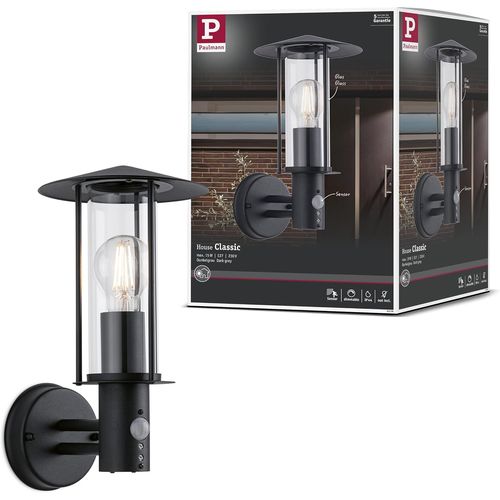 Hamiltion-94396 Luminaire D'Extérieur Appliques D'Extérieur Classic Avec Détecteur De Mouvement Ip44 Gradable Éclairage Extérieur Gris Foncé Lampe D'Extérieur Métal Verre Lampe De Jardin E27