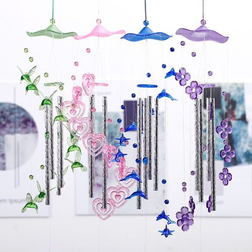 Carillon éolien créatif en forme de c¿ur de dauphin, tuyau en aluminium, cloches éoliennes en métal, porte fenêtre, décoration suspendue