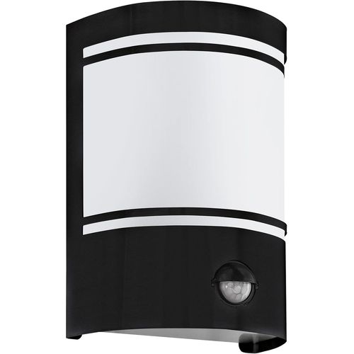 Hamiltion-Applique Murale Extérieure Led Cerno Avec Détecteur De Mouvement Et De Crépuscule, Éclairage Mural D¿Extérieur En Acier Zingué Noir Et Verre Opaque, Douille E27, Ip44