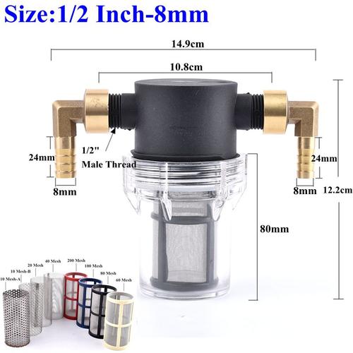 Filtre pour tuyau d'arrosage et d'irrigation, 1/2 pouces, pré-filtre, pompe à eau pour Aquarium, filtre à mailles 10/20/40/80