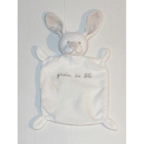 doudou lapin blanc nez beige grain de blé