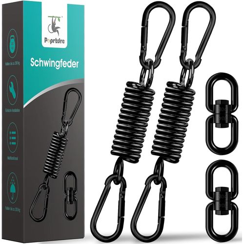 Gothicana By Emplot De 2 Ressorts Oscillants En Acier - Charge Maximale : 250 Kg - Pour Fauteuil Suspendu - Avec 2 Mousquetons - Ressort De Suspension - Crochet Pivotant À 360° - Pour Hammock - Noir