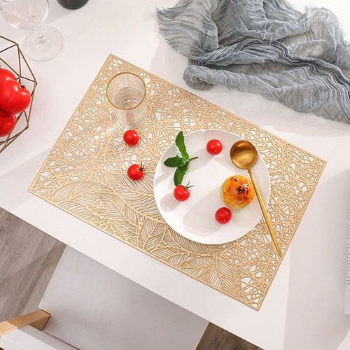 Napperon Rectangulaire En Pvc De Couleur Or, Napperon Isolant Thermique, Sous-Verre Pour Décoration De Table À Manger, De Cuisine