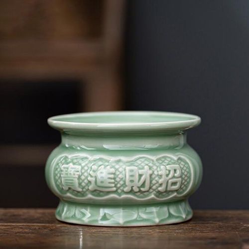 Base d'encens en anciers de céladon antique, Eva d'arôme en céramique de bois de santal, encensoir de bouddha, dieu de la richesse, poêle à encens, décoration d'intérieur