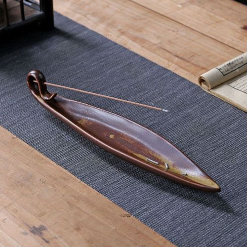 Porte-encens en céramique brun pour bateau, une feuille, brûleur d'encens, aromathérapie, outil de Base d'odeur, décoration de la maison