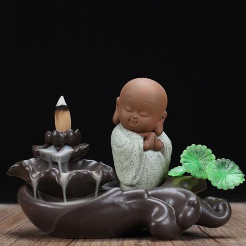 Brûleur d'encens à reflux, méditation, moine Lotus, tour d'aromathérapie, Base d'encens, ornements créatifs, décoration de la maison