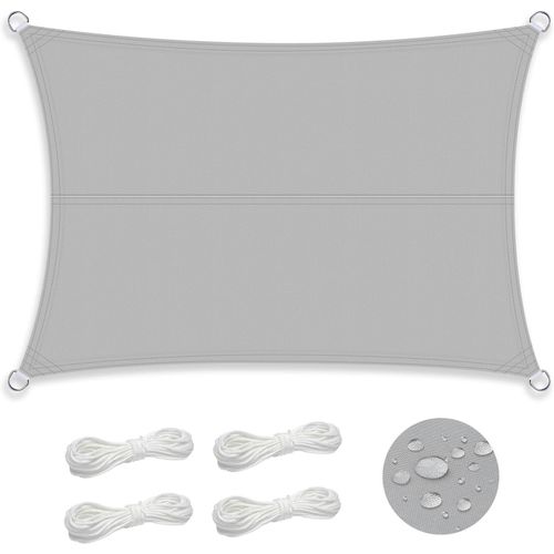 Voile D'ombrage Rectangulaire Imperméable 3x4m,Pes Toile Ombrage Pergola Auvent Protection Des Rayons 95% Uv Pour Extérieur Jardin Terrass Balcon Gris