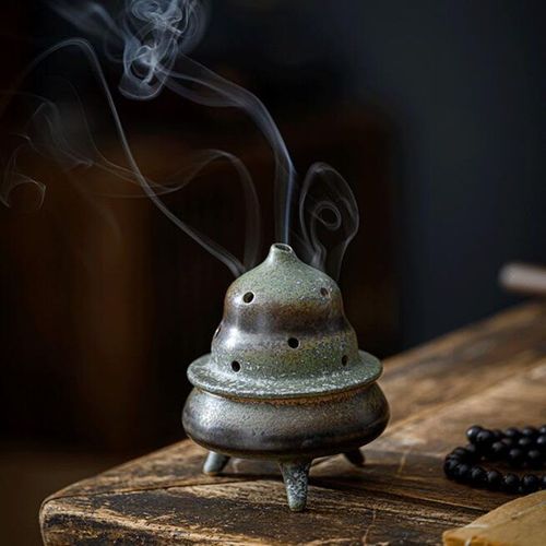 Brûleur d'encens à bobine antique en céramique, encensoir à reflux, Eva d'arôme à trois pieds, salle d'étude, ornements de bureau, décoration d'intérieur