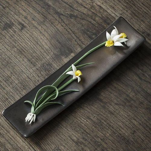 Porte-encens à motif de fleurs, base d'encens, Eva d'arôme, artisanat en céramique, décor à la maison, style chinois, instituts Chan
