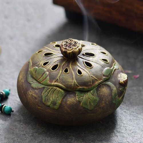 Brûleur d'encens Lotus en céramique, Antique, bouddha, bobine de bois de santal, Base d'encens, brûleur d'arôme, décoration intérieure de la maison