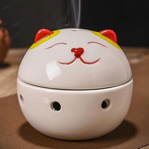 Brûleur d'encens en bois de santal de style chinois, Eva d'arôme, encensoir de chat de richesse, boule pour salon, décoration d'intérieur