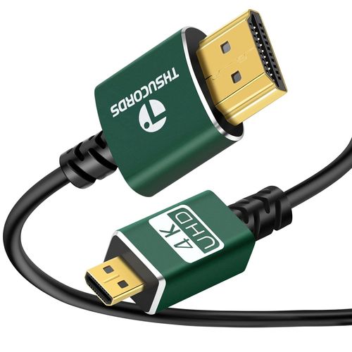 Extra Thin Câble Micro HDMI vers HDMI 1M, Ultra Extrêmement & Flexible Fin Câble Micro HDMI Supporte 3D/4K@60Hz/18Gbps/1080P for GoPro Raspberry Pi 4