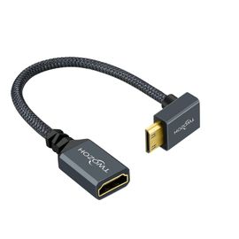 Câble Adaptateur Mini HDMI vers HDMI Coudé, Nylon tressé vers Le Bas coudé à 90 °, Câble d'extension Mini HDMI vers HDMI Compatible 3D/4K 1080p