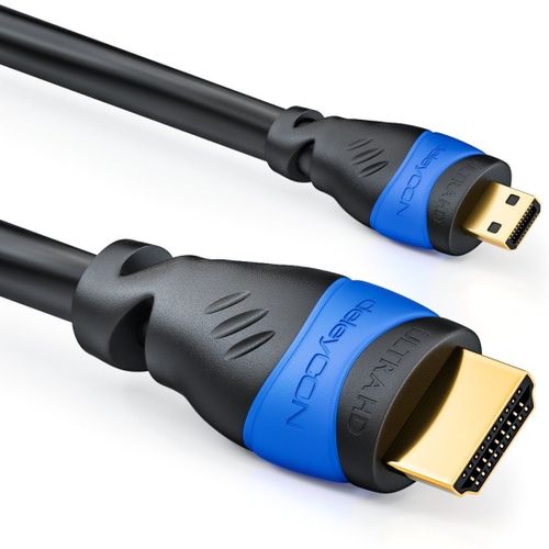 3,0m Micro HDMI Câble - Compatible HDMI 2.0/1.4a - Haute Vitesse avec Ethernet - ARC 3D 4K Ultra HD 1080p 2160p