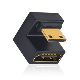 U shape Adaptateur mini HDMI vers HDMI 8K, Down angle adaptateur mini HDMI vers HDMI femelle supportant 8K@60Hz,48Gbps,caméra/ordinateur portable/HDTV/projecteur (1 pack)