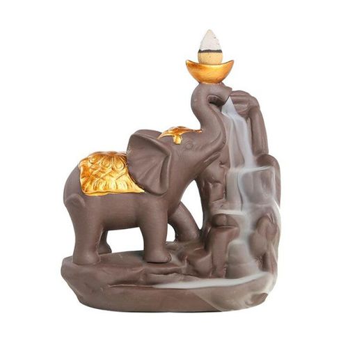 Brûleur d'arômes à reflux, brûleur d'encens en cône d'argile violet, artisanat en céramique d'éléphant, artisanat d'aromathérapie, décoration de maison pour salon