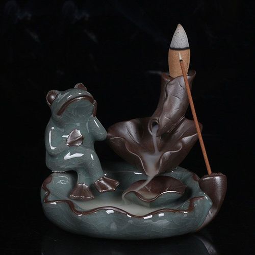 Brûleur d'encens Lotus en céramique, décoration pour la maison, cônes à reflux, grenouille, Lotus, encensoir thé, cérémonie de bouddha pour animaux de compagnie