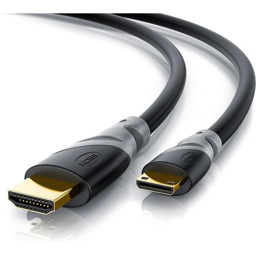 Câble mini hdmi vers hdmi 10m - Câble mini HDMI type C vers full HDMI type A - 1080 p 2160 p 4k @60hz - Supporte Full HD Ultra HD HD Ready 3D - Ethernet High Speed - Contacts plaqués Or 24K