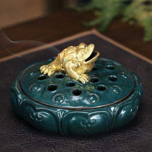 Brûleur à bobine de crapaud en céramique, Eva d'arôme intérieur Chan, décoration de la maison, porte-encens, artisanat de parfum