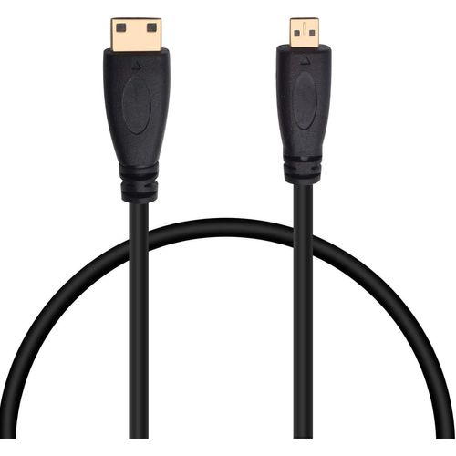 Câble micro HDMI vers mini HDMI 1 m - Transmission du signal audio vidéo 1080p - Compatible avec appareil photo et moniteur de tablette