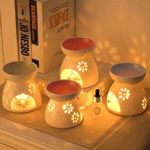 Brûleur d'encens en céramique, brûleur d'huile essentielle, bougie, chauffage, hôtel, nuit, SPA, lampe aromatique florale creuse, décoration de maison
