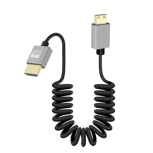 Câble Mini HDMI à HDMI Court Enroulé, 18Gbps Haute Vitesse Mini HDMI2.0 Supporte 4K@60Hz, Compatible avec Appareil Photo, Caméscope, PC, Moniteur (Régulier)