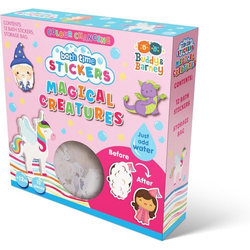 Lot de 13 autocollants à changement de couleur pour l'heure du bain ¿ Créatures magiques ¿ Autocollants en mousse et sac de rangement en maille, jouet d'eau, bébés, tout-petits,
