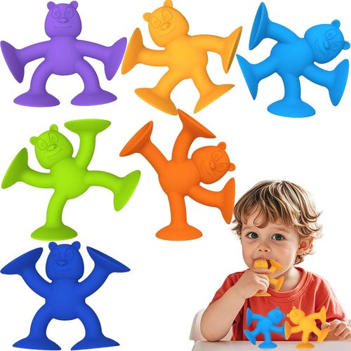 Jouet Ventouse Bebe,Silicone Jouet Bain bébé Sucker Toys, Jouets de Douche Sensoriels pour Tout-Petit,Jouet de Bain pour Garçons Filles de 3 4 5 Ans (6 PCS)