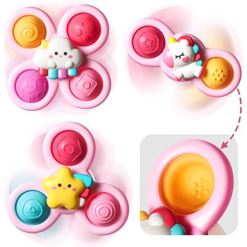 Llicorne Fidget SpinnerJouets à Ventouse Pop pour Fille de 1 an |Jouets de Fantaisie Toupies Âge 1-2 3|Jouets de Bain Sensoriels pour Bébés pour Les Tout-Petits 1-3 12 18