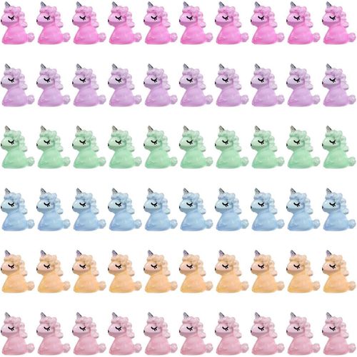 Boules De Licorne Lumineuses, 60 Pièces, Mini Jouet en Résine, Mini Poupées, Décorations De Plantes en Pot