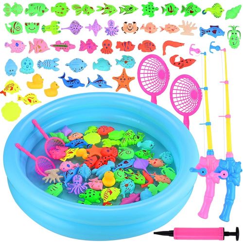 de 52 jouets de pêche - Jouet de bain - Jeu d'eau parfait - Jeu éducatif - Cadeau pour les tout-petits et les enfants
