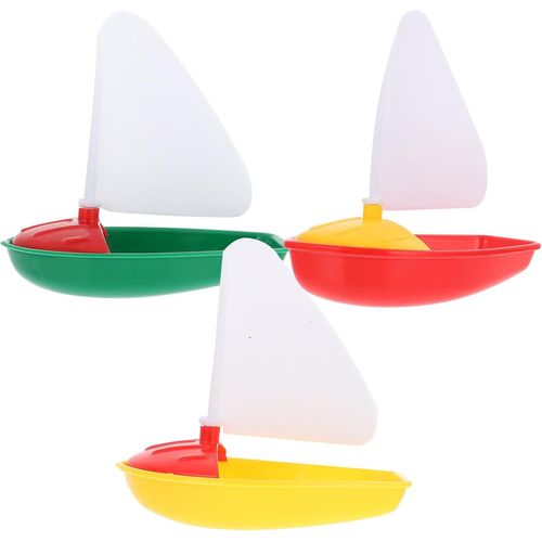 Lot de 3 jouets de bateau de bain, voilier en plastique, jouets de bain, jouets de douche, jouets d'été, piscine, plage, jouets pour enfants et tout-petits