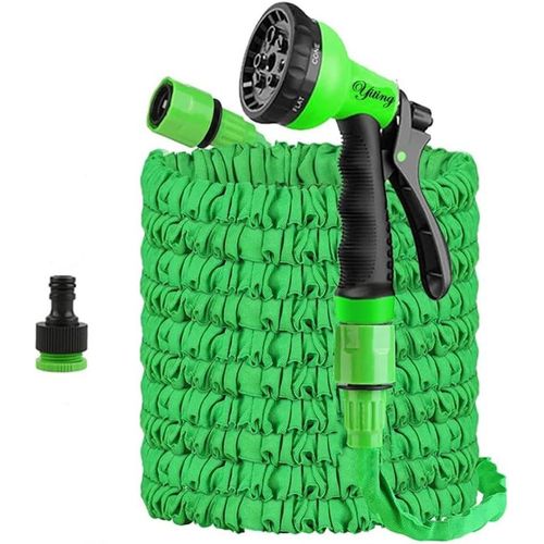 Tuyau d'arrosage extensible de 7.5m/15m/30m/37.5m/45m/60m avec 8 mode pulvérisation, Adaptable 1/2"" et 3/4"" raccords de connecteur, hose-Tuyau extensible à Pression d'Eau (30 Mètres, Vert)